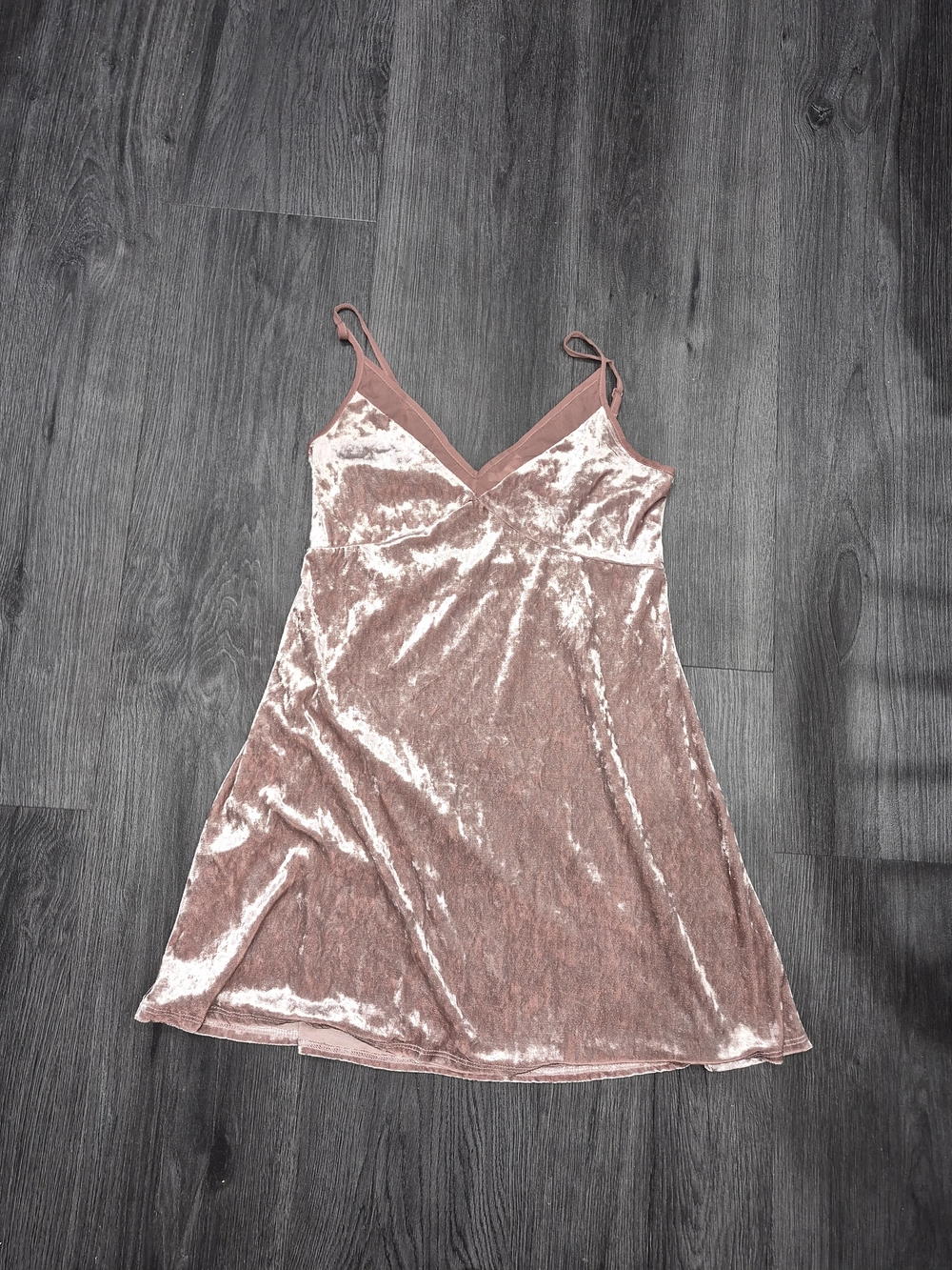 Full Tilt Blush Pink Velvet Slip Dress with Lace Trim Size Medium